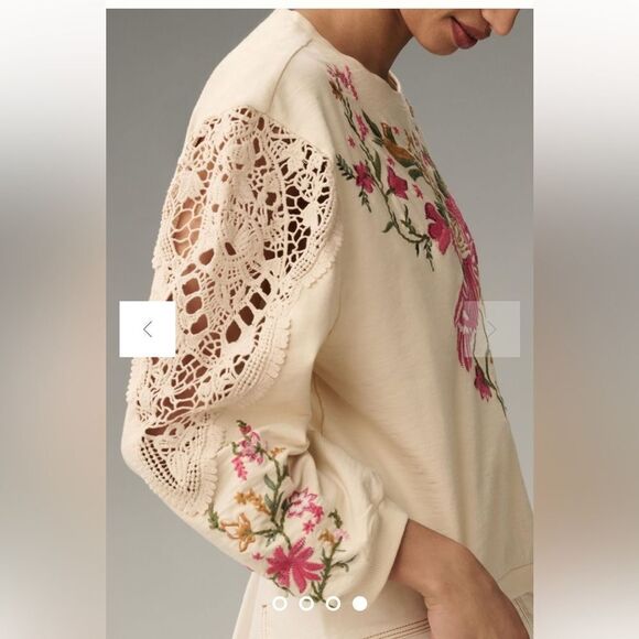 By Anthropologie By Anthropologie Floral Embellished Sweatshirt Medium - Picture 4 of 7